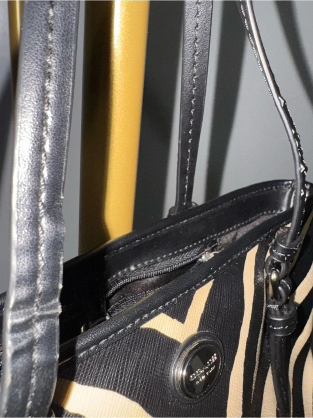 Coach Zebra-Print Mini Tote in Black and Cream - Picture 8 of 9